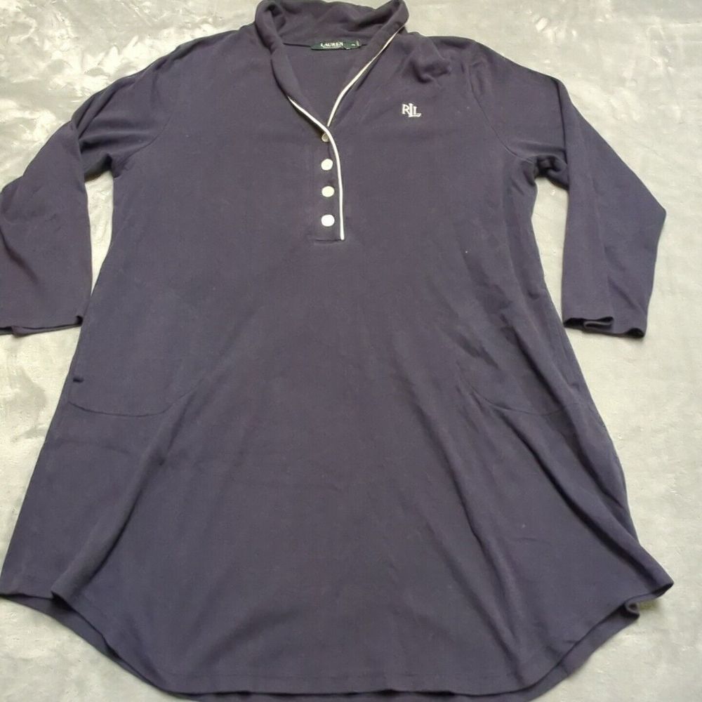Ralph Lauren Womens 3/4 Sleeves Nightgown Sleepwear Jersey‎ Robe Henley Sz XL